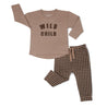 Organic Long Sleeve Tee & Pant Set - Wild Child Placement Tee - Makemake Organics