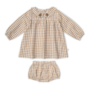 Organic Peter Pan Collar Dress - Oat Gingham