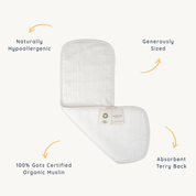 Organic Burp Cloth Muslin - Ivory & Taupe - Makemake Organics