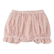 Organic Smocked Top And Bloomer Set - Coral Stripes - Makemake Organics