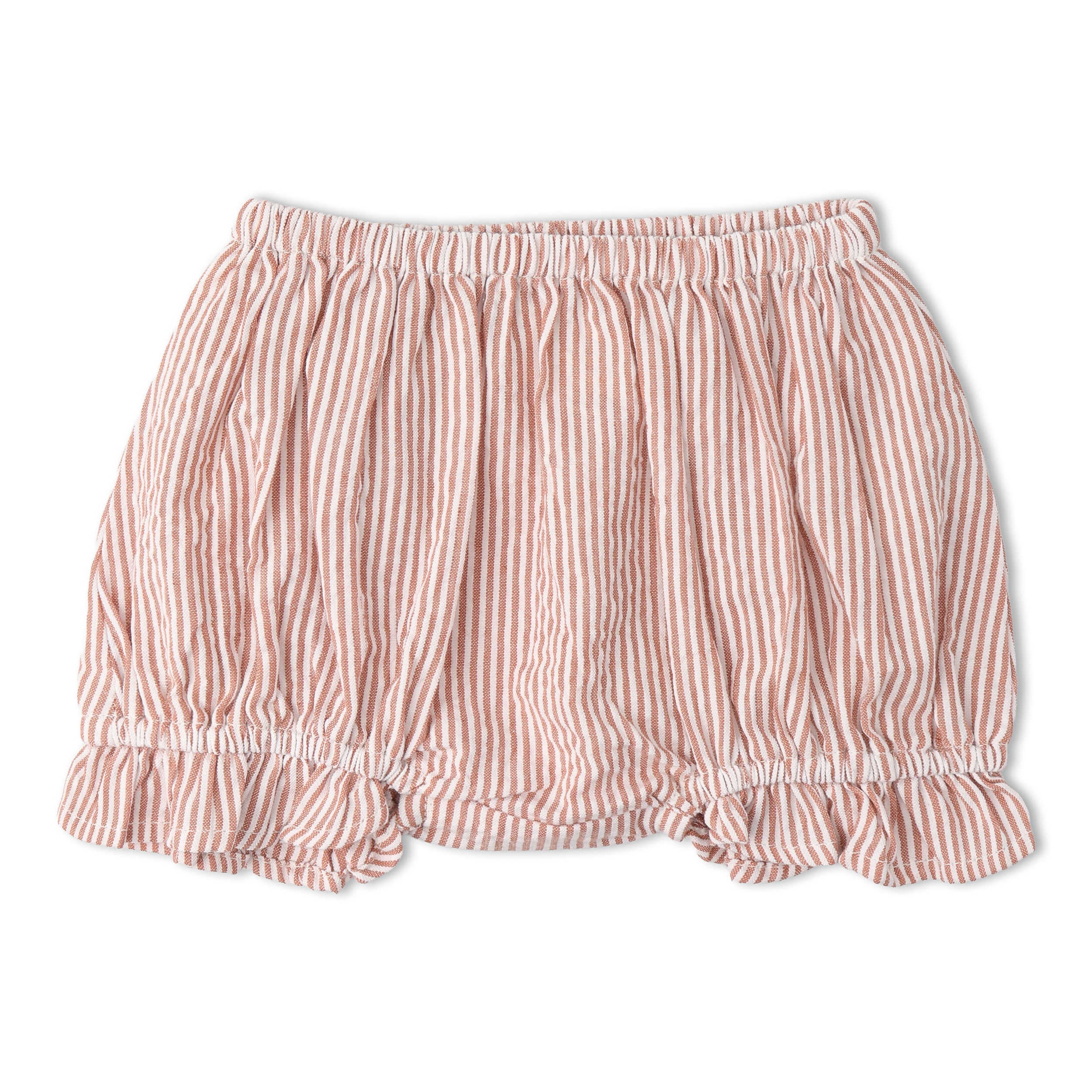Organic Smocked Top And Bloomer Set - Coral Stripes - Makemake Organics