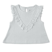 Organic Ruffle Top & Shorts Set - Fog - Makemake Organics