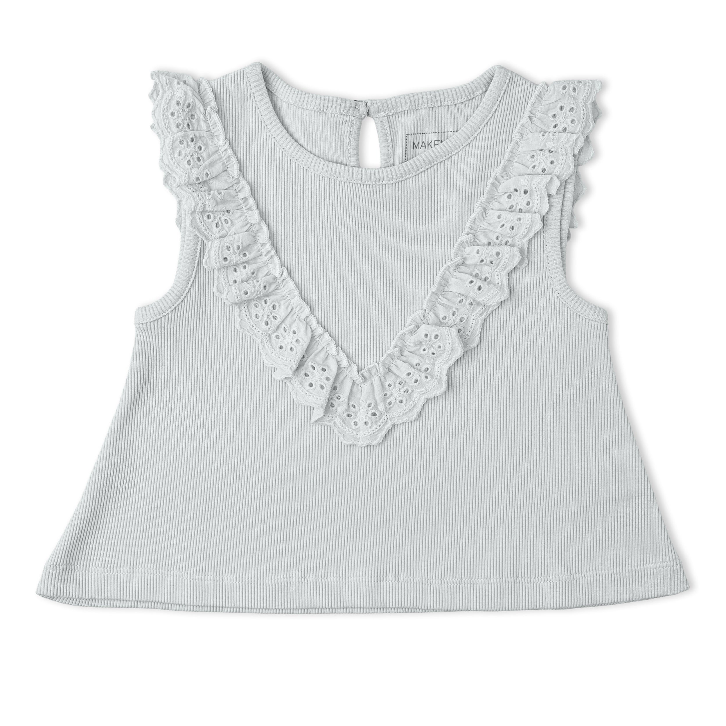 Organic Ruffle Top & Shorts Set - Fog - Makemake Organics