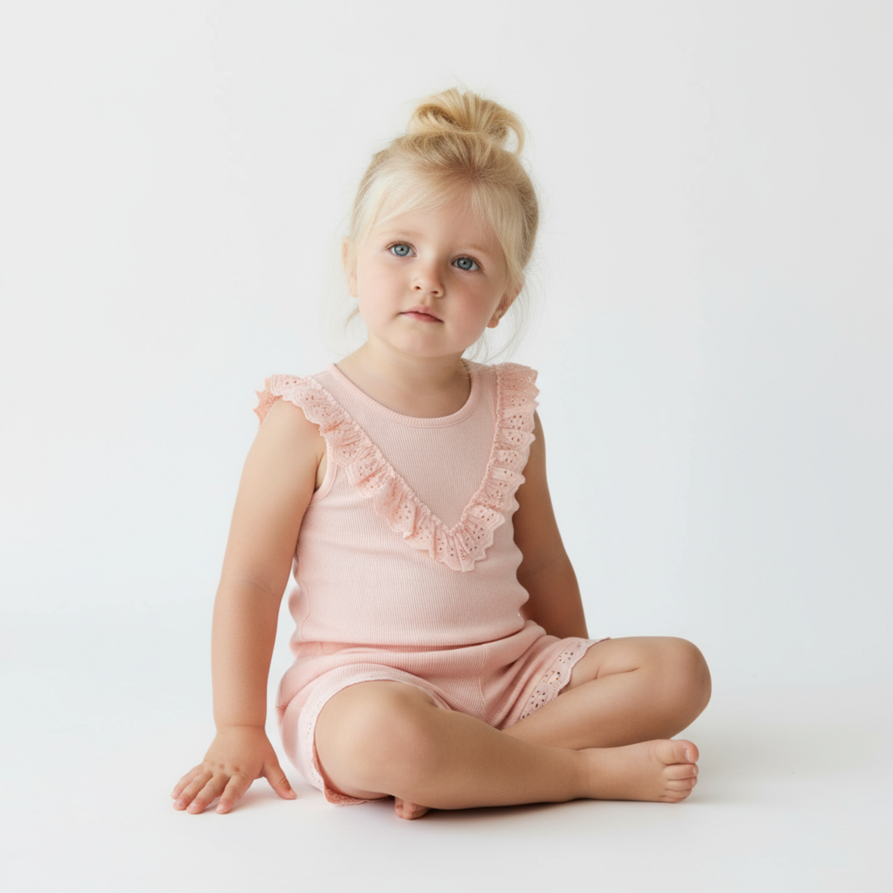 Organic Ruffle Top & Shorts Set - Blush - Makemake Organics