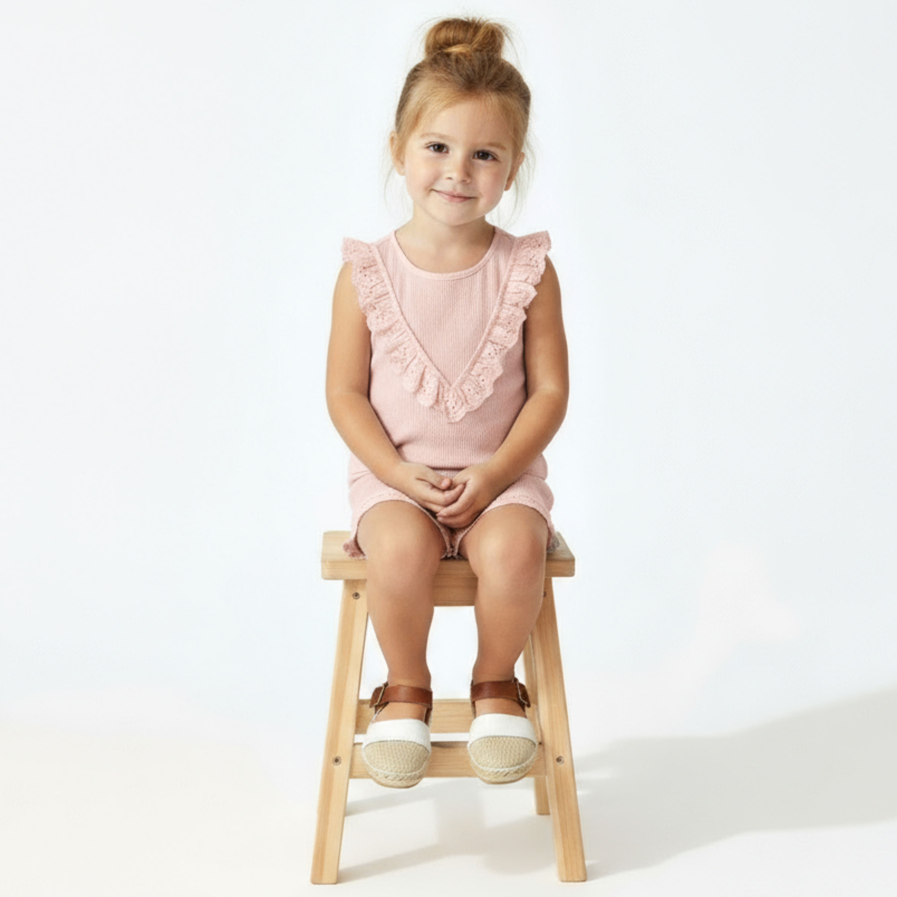 Organic Ruffle Top & Shorts Set - Blush - Makemake Organics