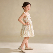Organic Flutter Buttoned Tiered Dress - Spring Weave - Makemake Organics