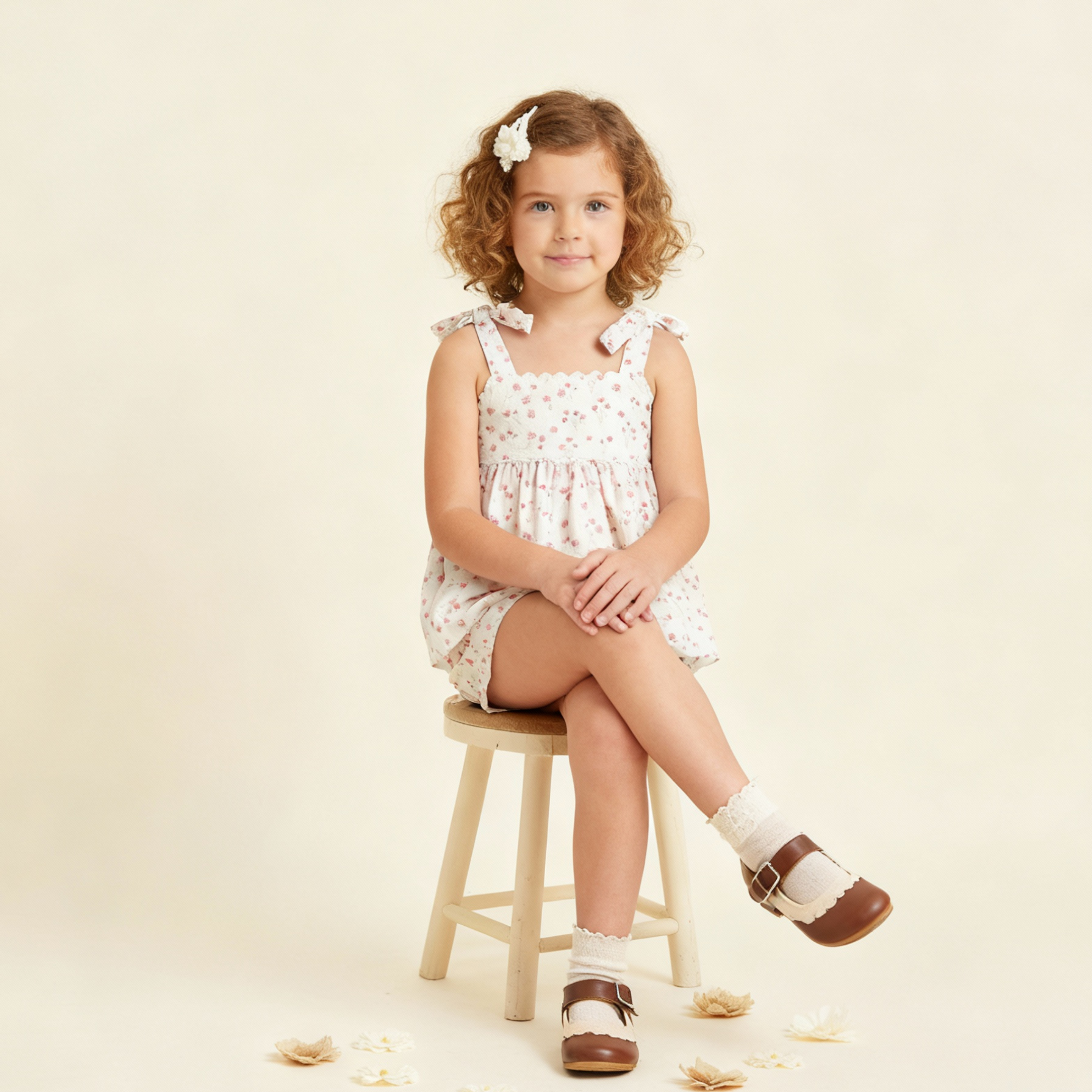 Organic Tie Up Top & Shorts Set - Pink  Bloom - Makemake Organics