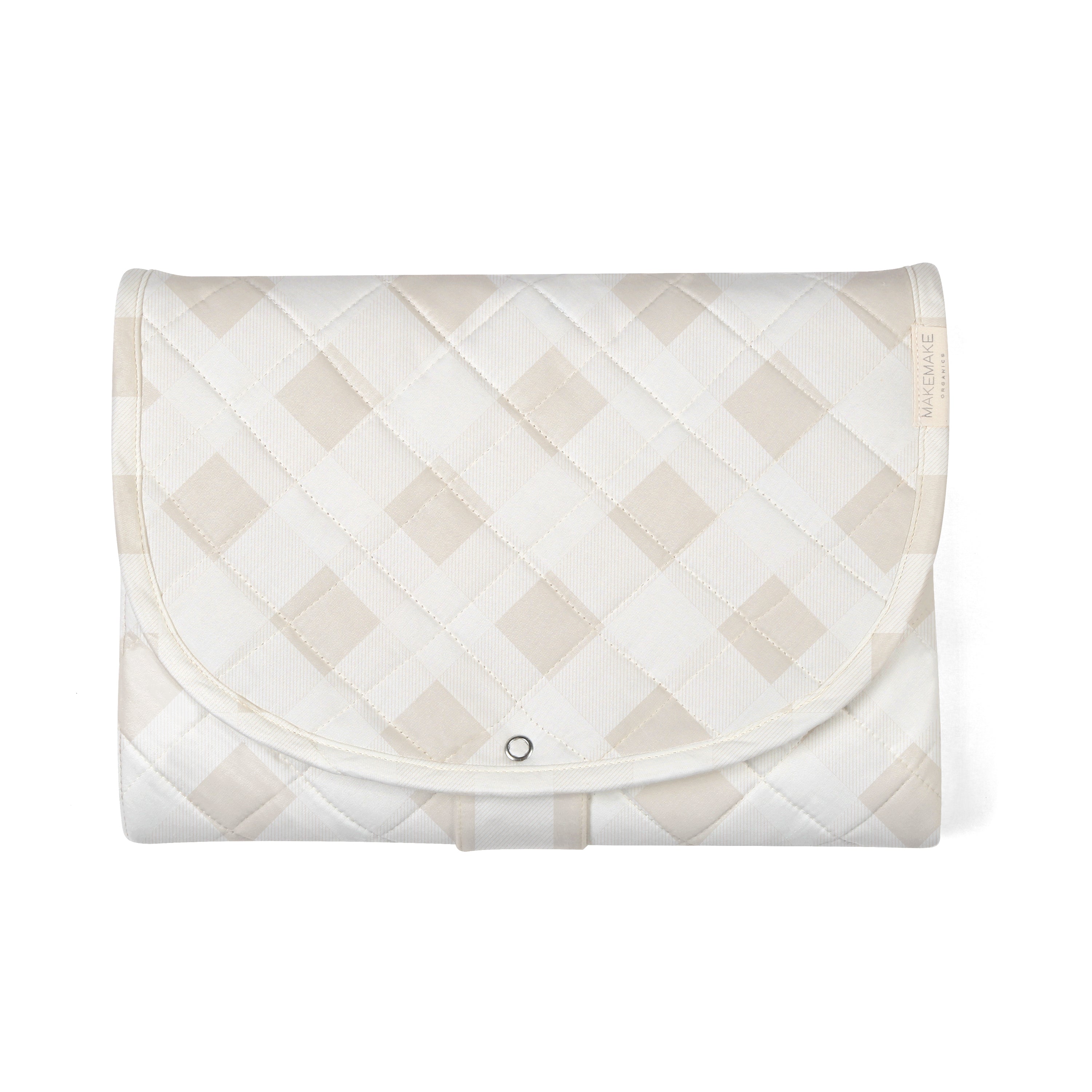 Organic Portable Changing Mat - Plaid Oat - Makemake Organics