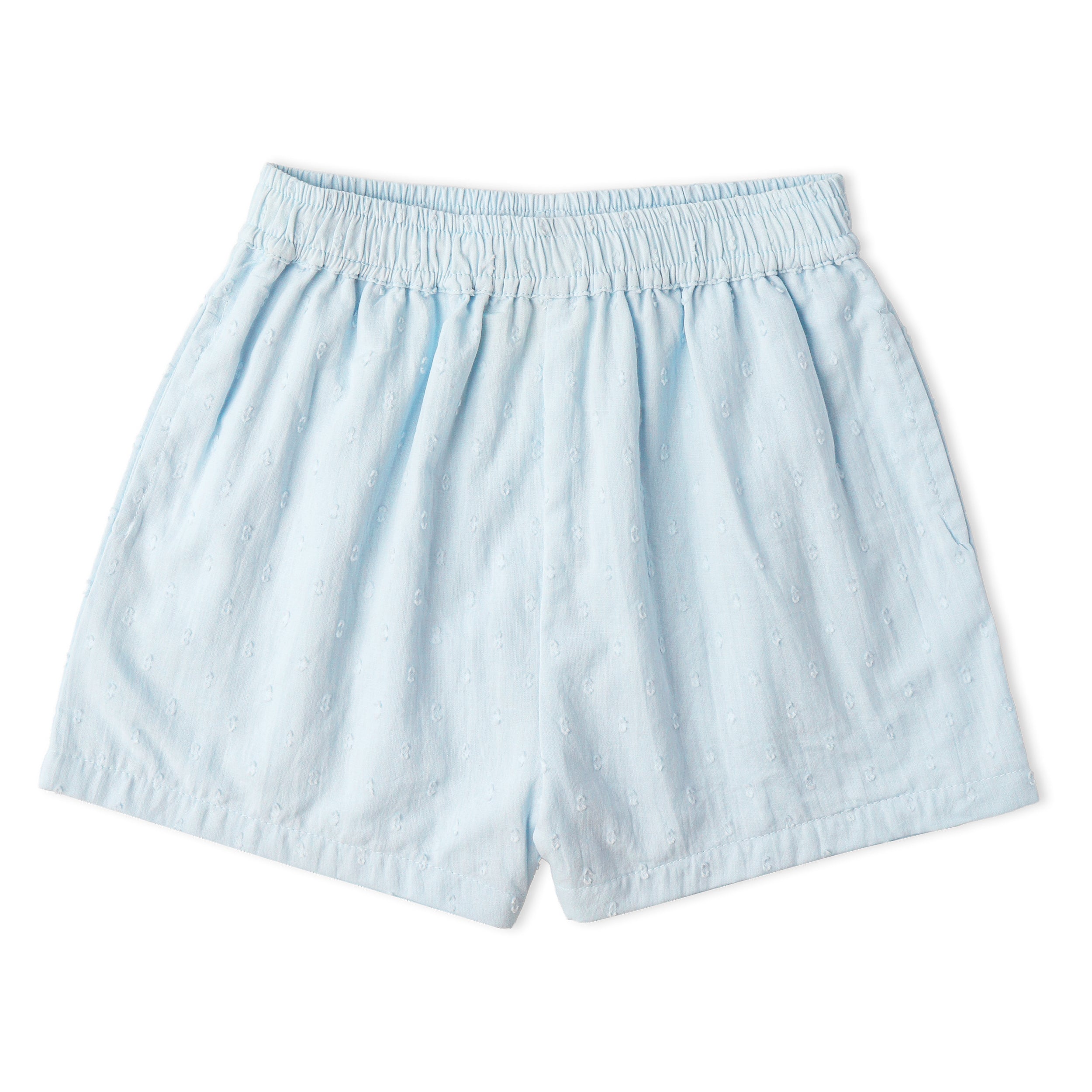 Organic Smocked Top & Shorts Set - Light Blue - Makemake Organics