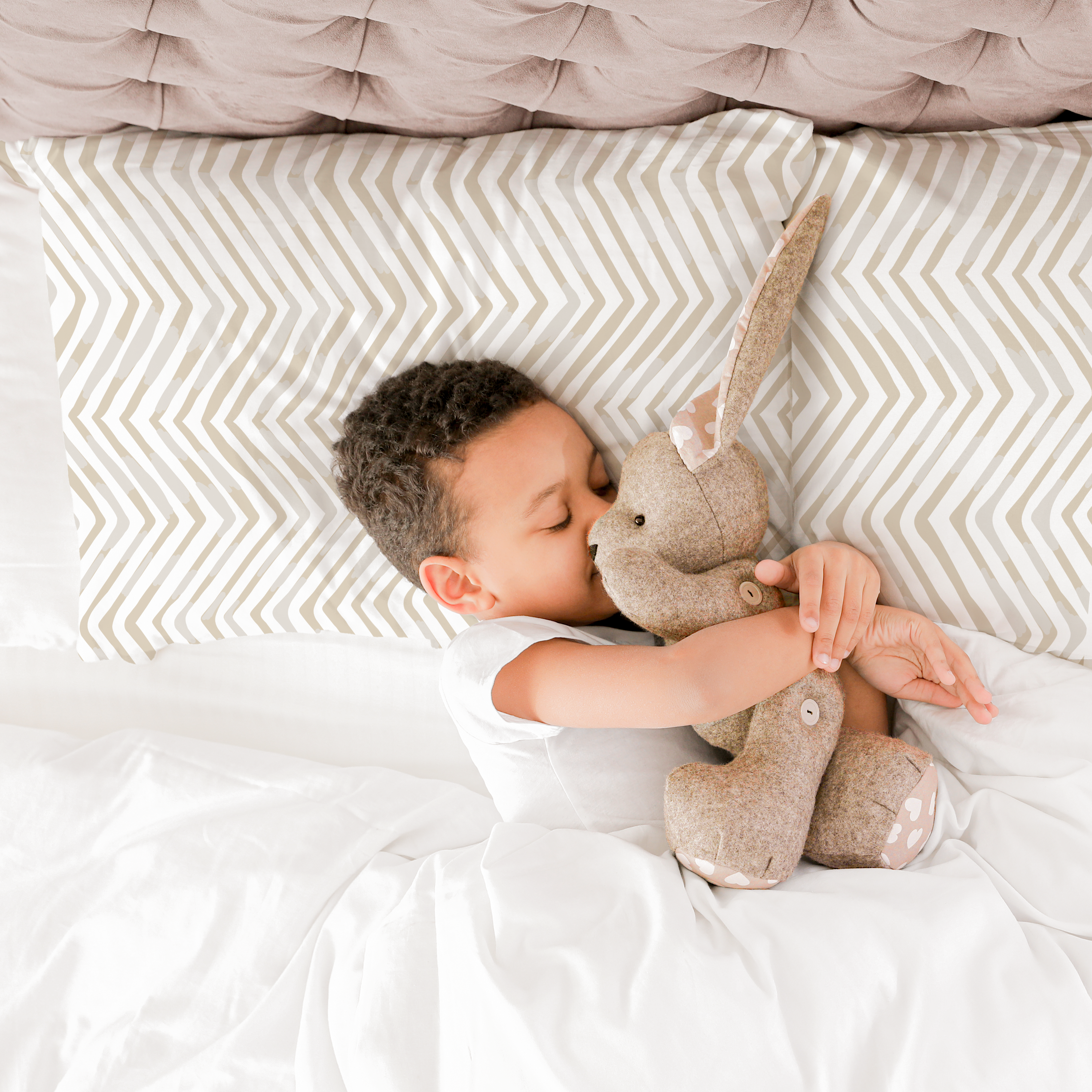 Organic Toddler Pillowcase - Herringbone - Makemake Organics