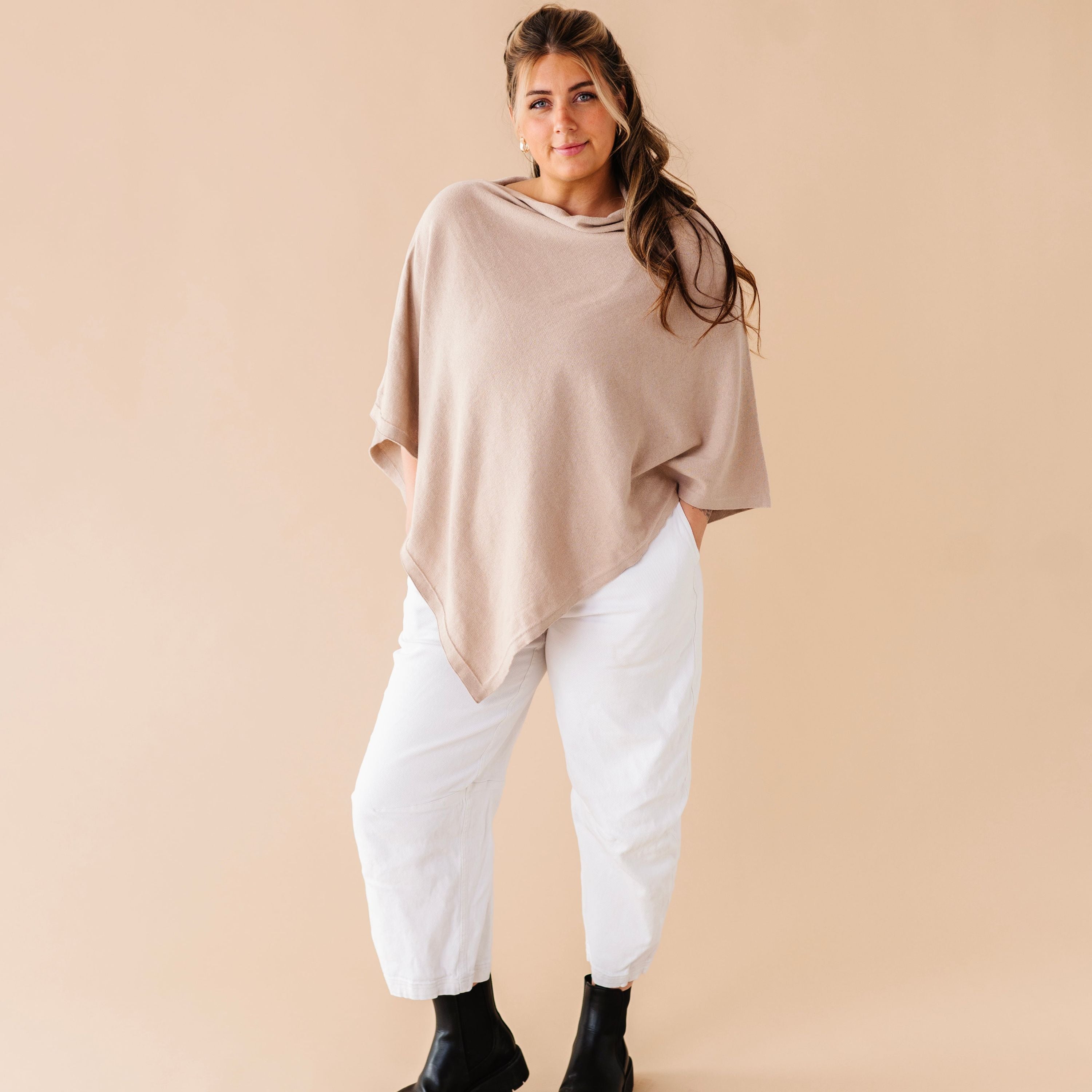 Organic Nursing Shawl Cover - Sand - Makemake Organics