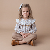 Organic Ruffle Cotton Blouse - Ivy