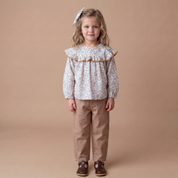 Organic Ruffle Cotton Blouse - Ivy