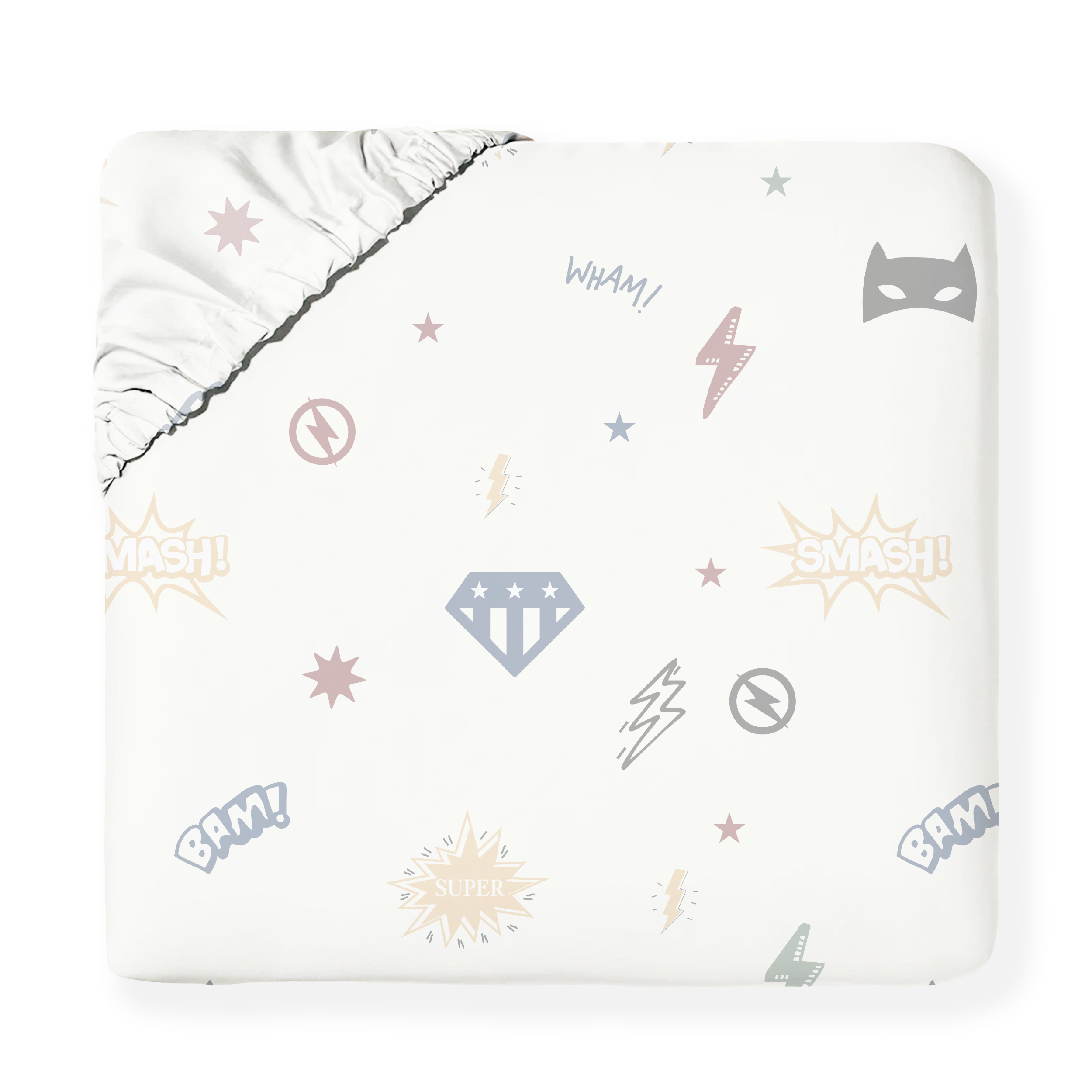 Organic Kids Fitted Sheet - Mighty Heros - Makemake Organics