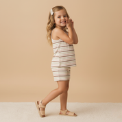Organic Tank Top & Shorts Set - Terra Stripes - Makemake Organics
