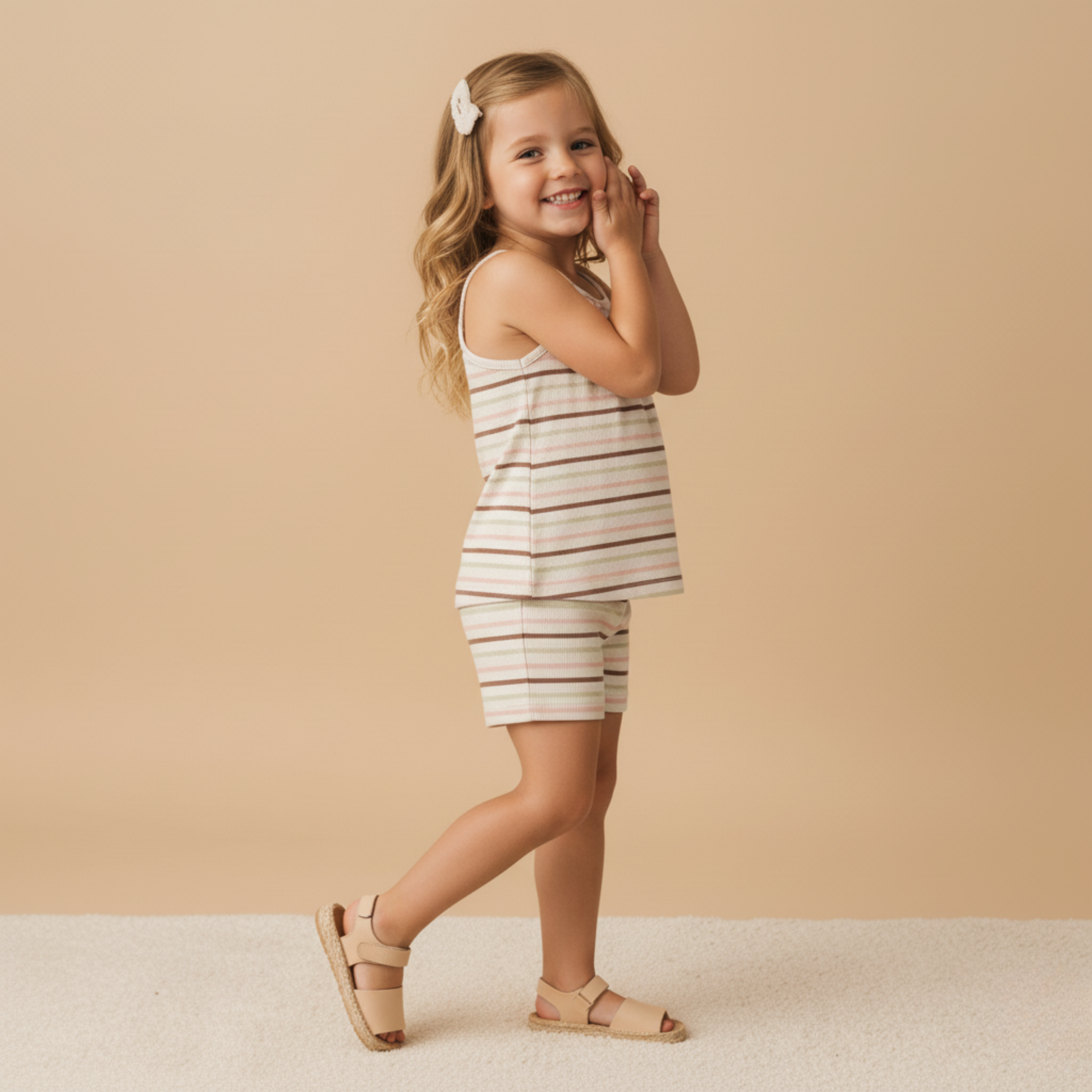 Organic Tank Top & Shorts Set - Terra Stripes - Makemake Organics