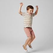 Organic Collar Tee & Shorts Set - Terra Stripes - Makemake Organics