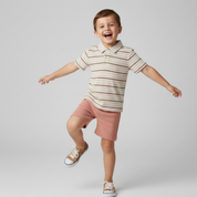 Organic Collar Tee & Shorts Set - Terra Stripes - Makemake Organics