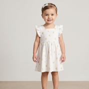 Organic Cutout Back Dress - Lemons - Makemake Organics