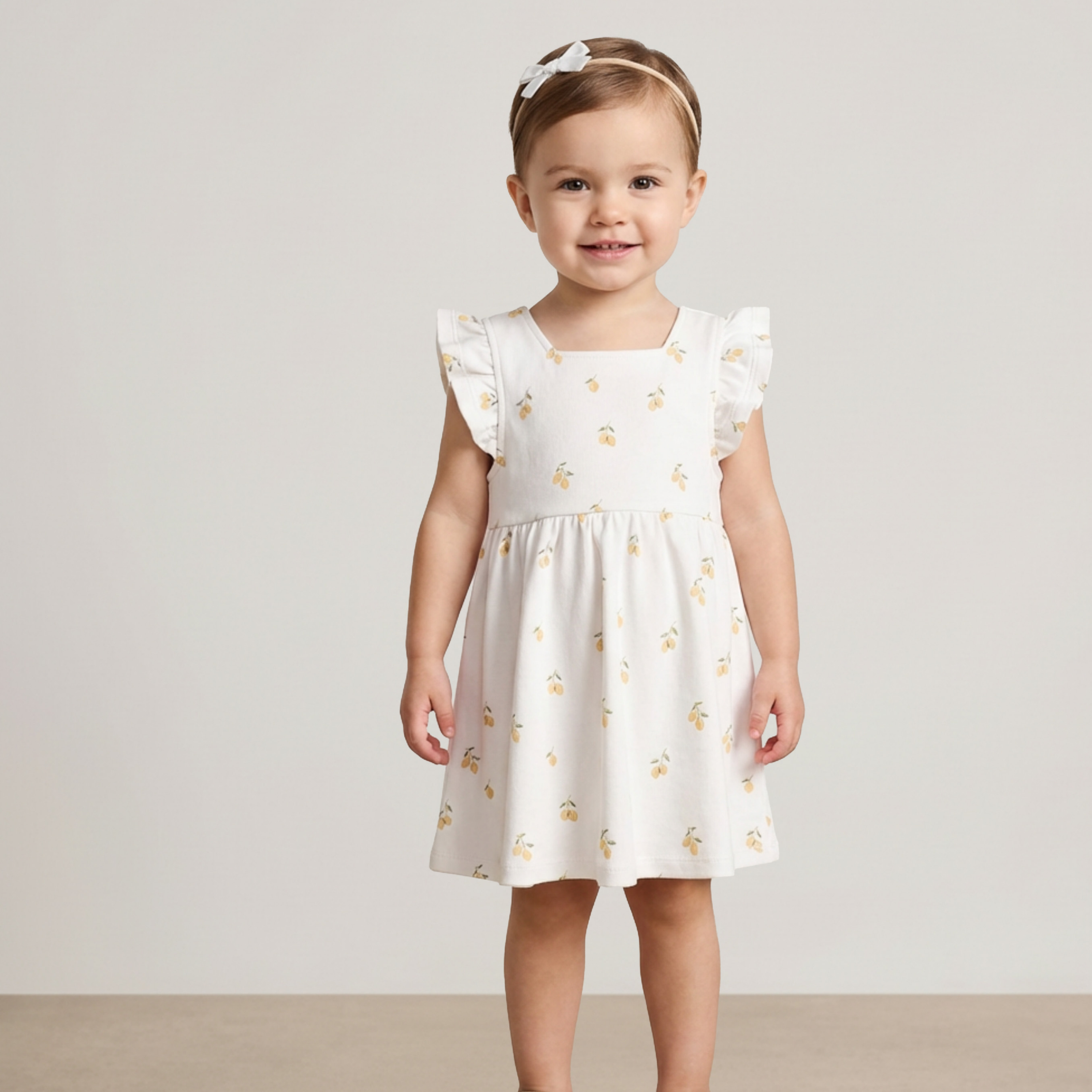 Organic Cutout Back Dress - Lemons - Makemake Organics