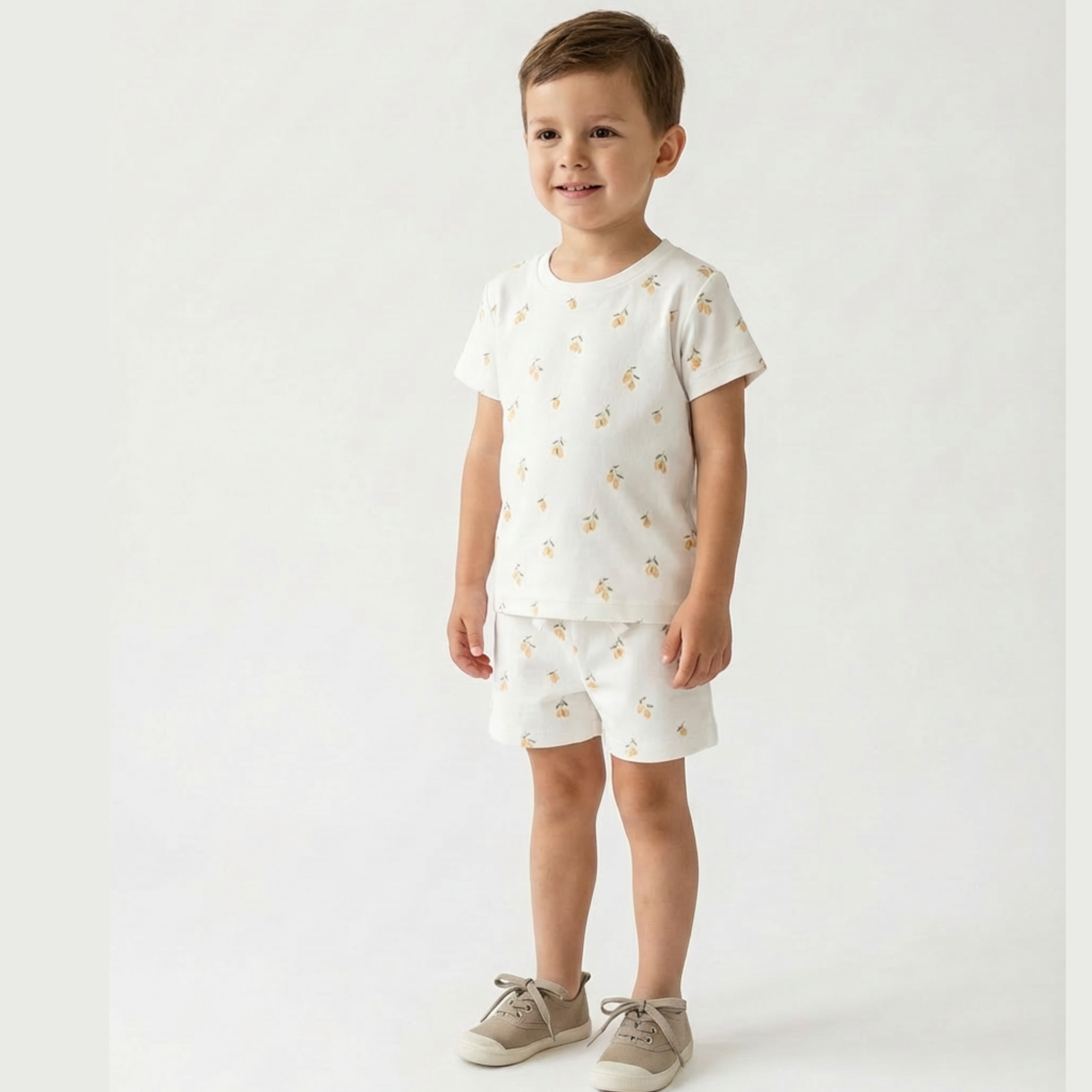 Organic Tee & Shorts Set - Lemons - Makemake Organics