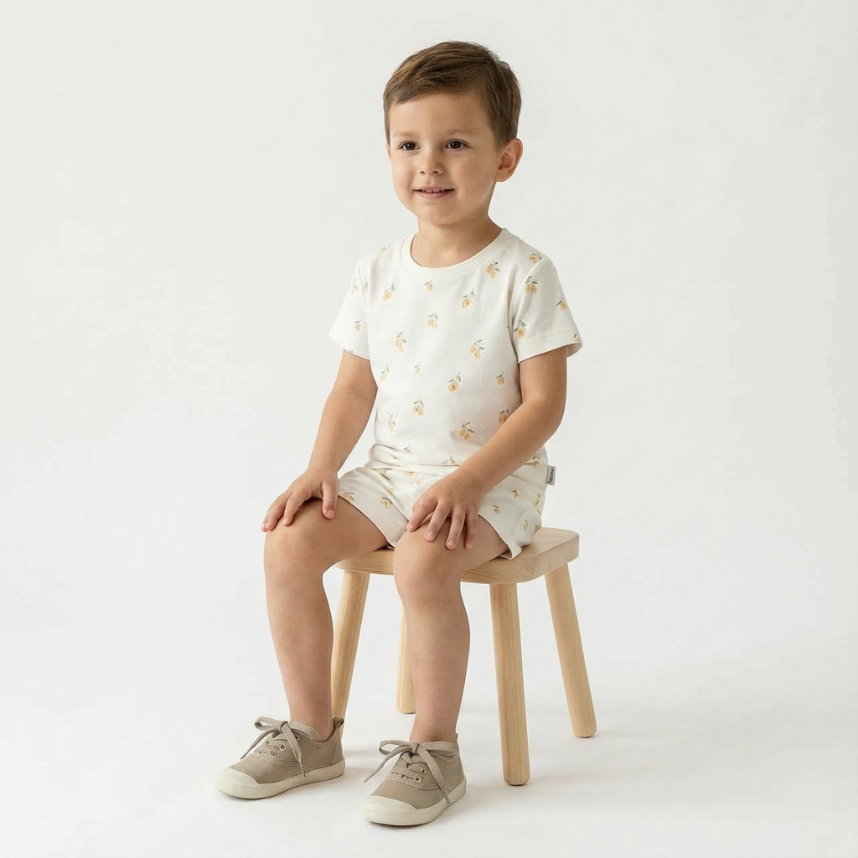 Organic Tee & Shorts Set - Lemons - Makemake Organics