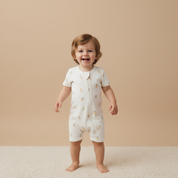 Organic Short Zip Romper - Ice Cream - Makemake Organics