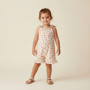 Organic Ruffle Jumpsuit - Cherry - Makemake Organics