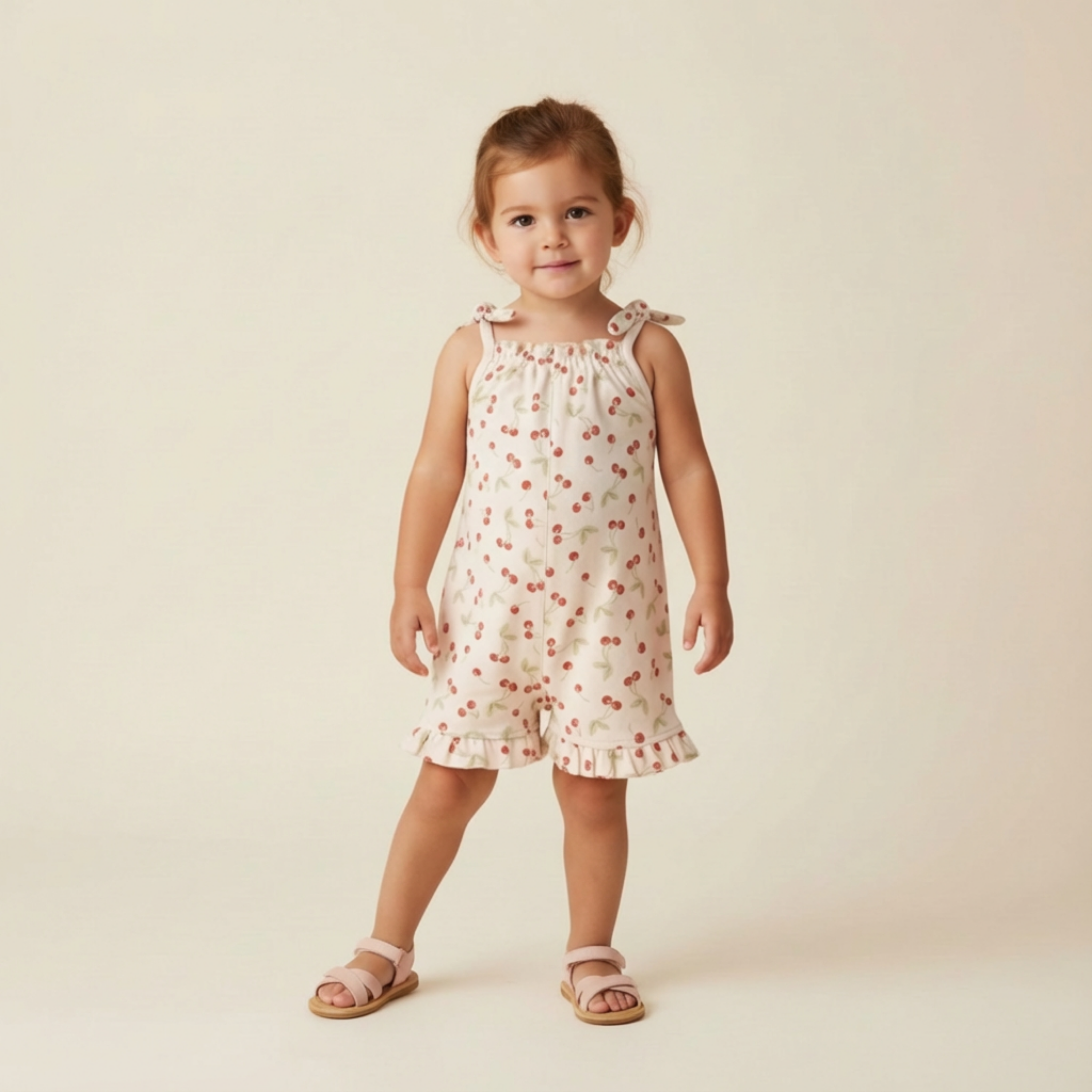 Organic Ruffle Jumpsuit - Cherry - Makemake Organics