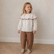 Organic Ruffle Cotton Blouse - Forest Scatter