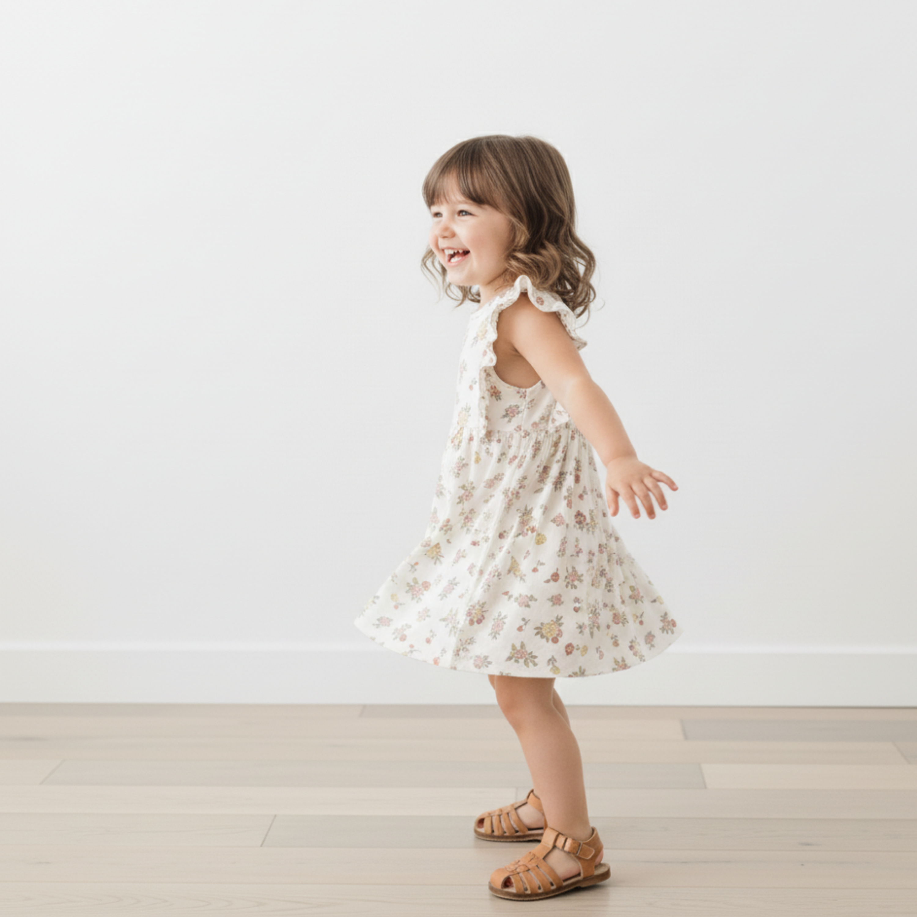 Organic Flutter Dress - Meadow - Makemake Organics
