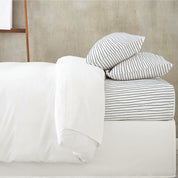 Organic Kids Fitted Sheet - Navy Stripes - Makemake Organics