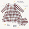 Organic Twirl Dress - Plum Gingham - Makemake Organics