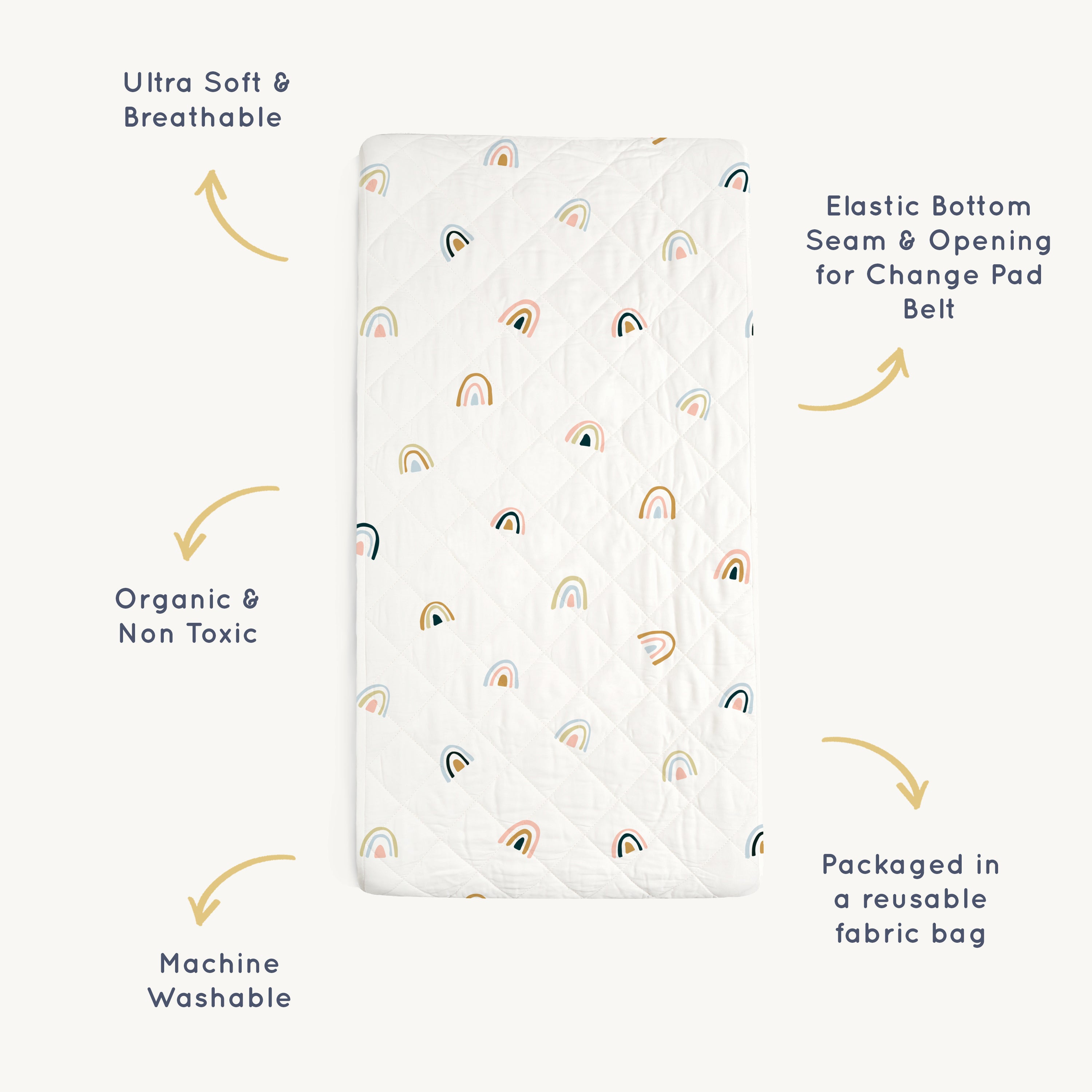 Organic Changing Pad Cover - Rainbow - Makemake Organics
