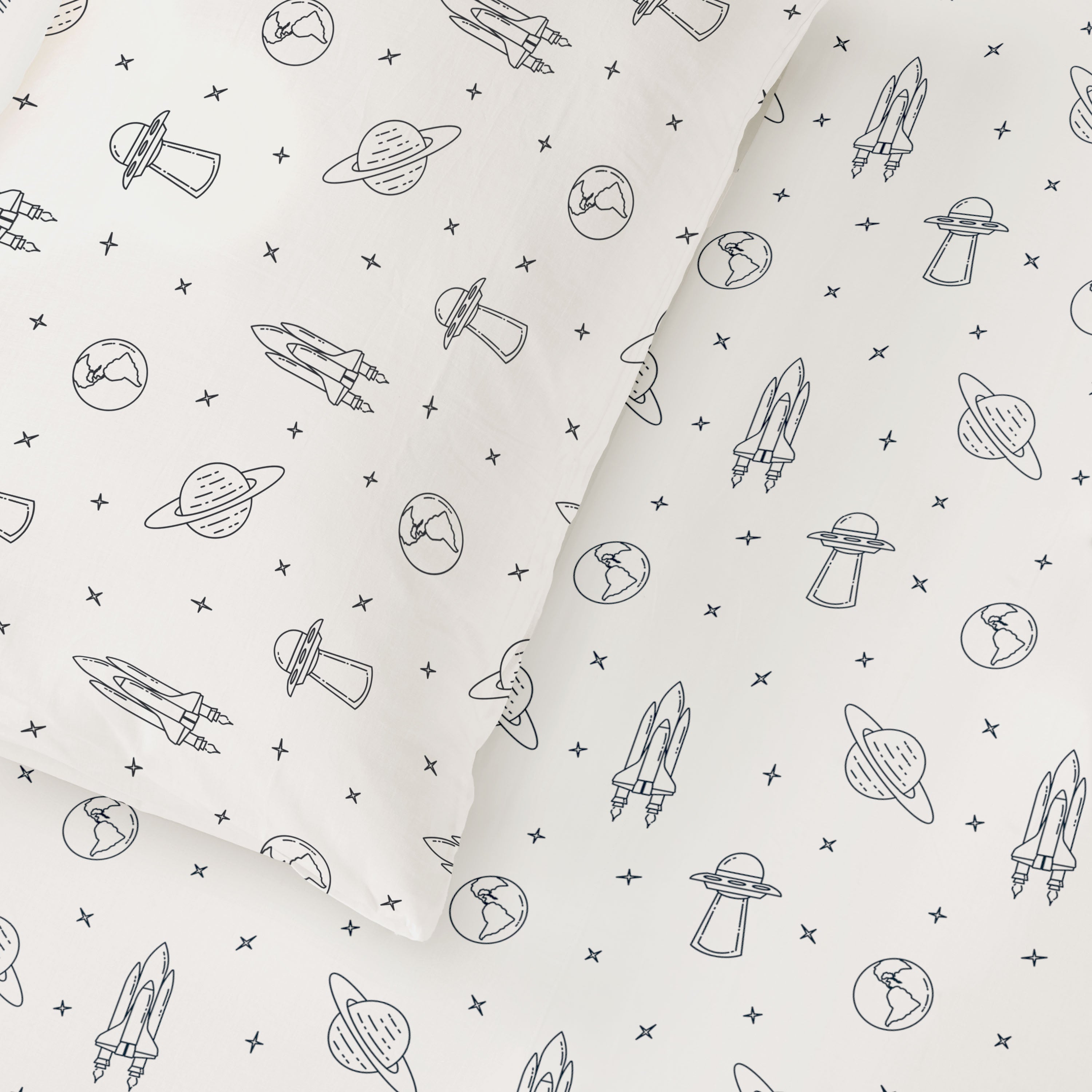 Organic Kids Fitted Sheet - Astro - Makemake Organics