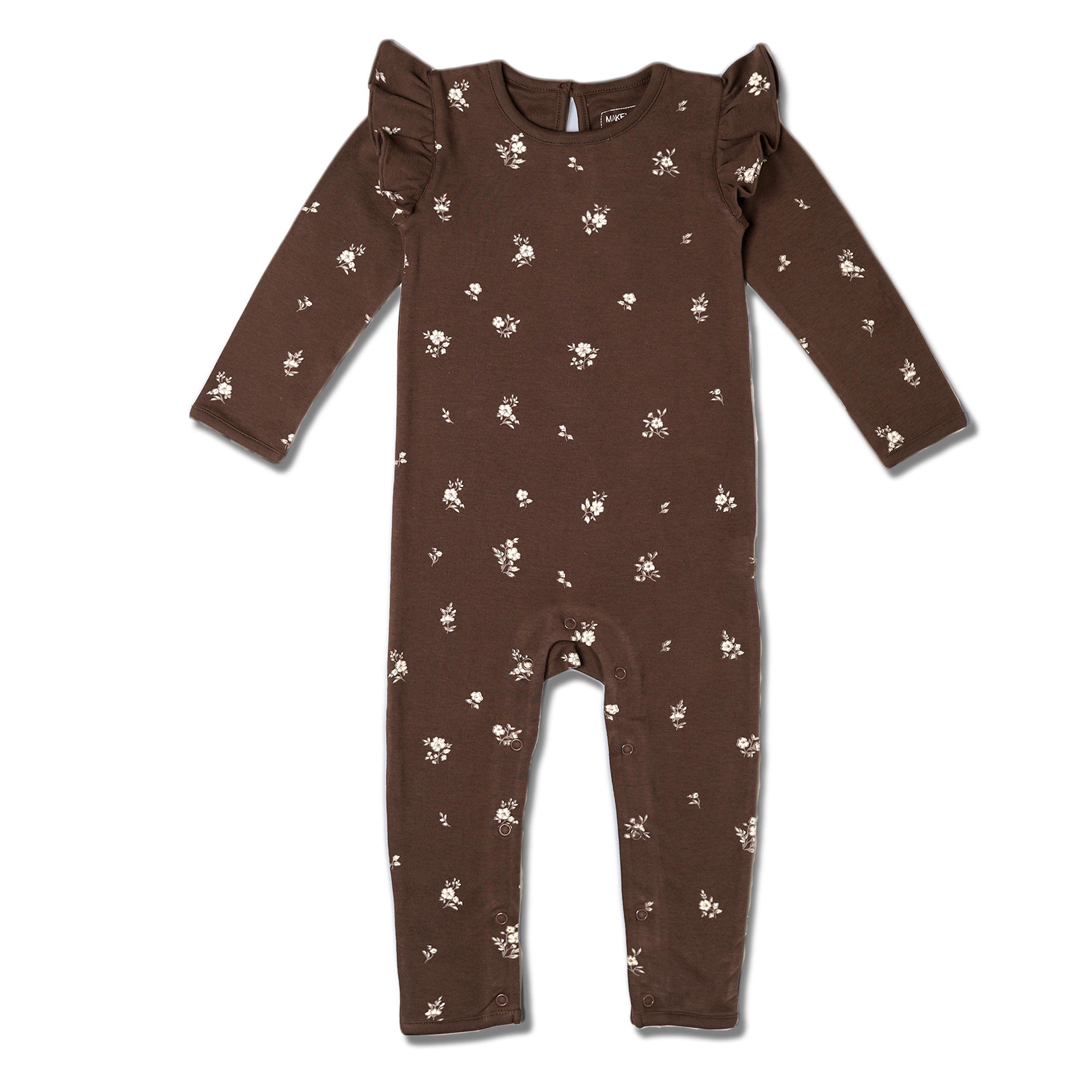 Organic Ruffle Full Sleeve Romper - Birch - Makemake Organics
