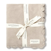 Organic Cotton Scalloped Baby Blanket - Beige - Makemake Organics
