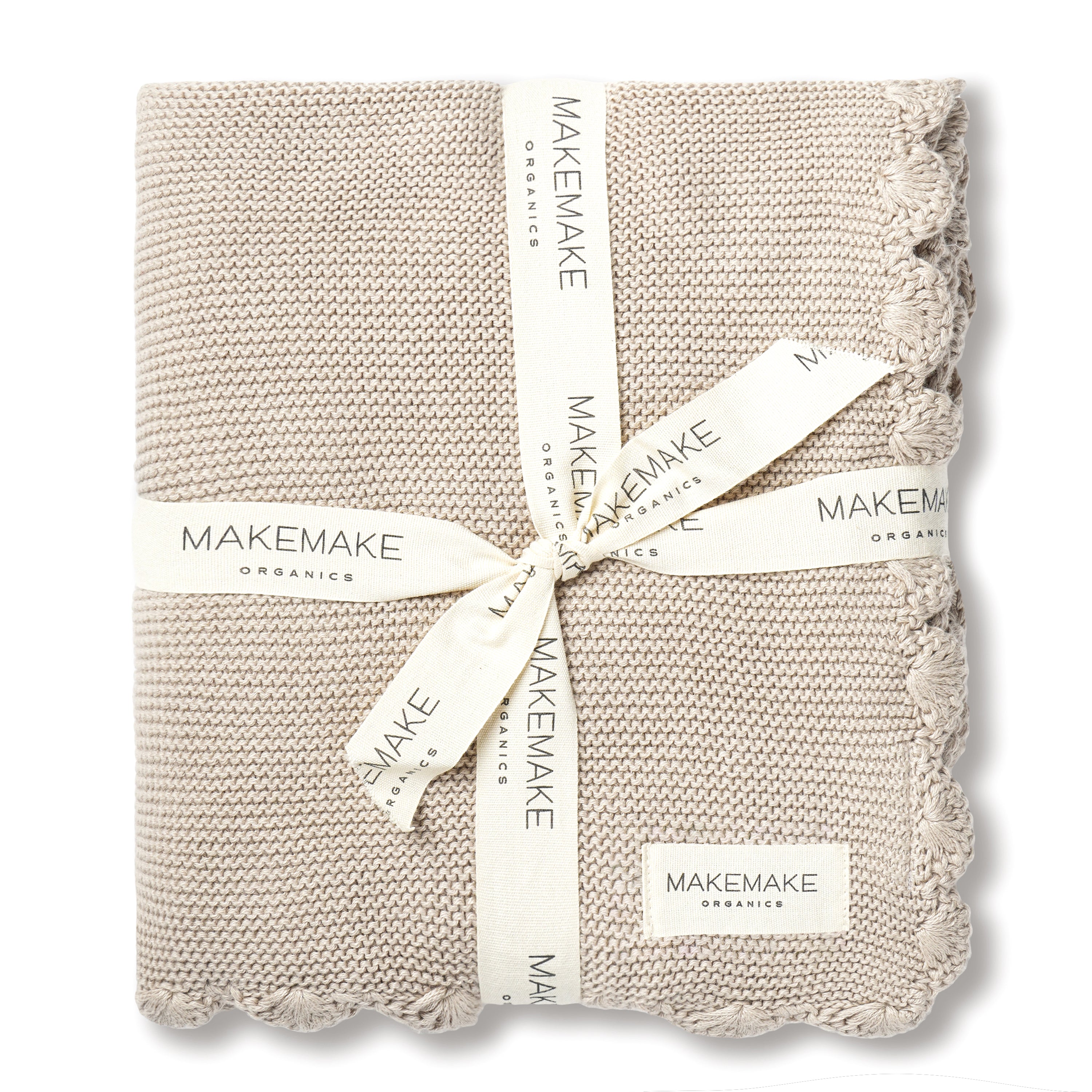 Organic Cotton Scalloped Baby Blanket - Beige - Makemake Organics