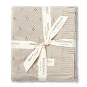 Organic Cotton Pointelle Baby Knit Blanket - Beige - Makemake Organics