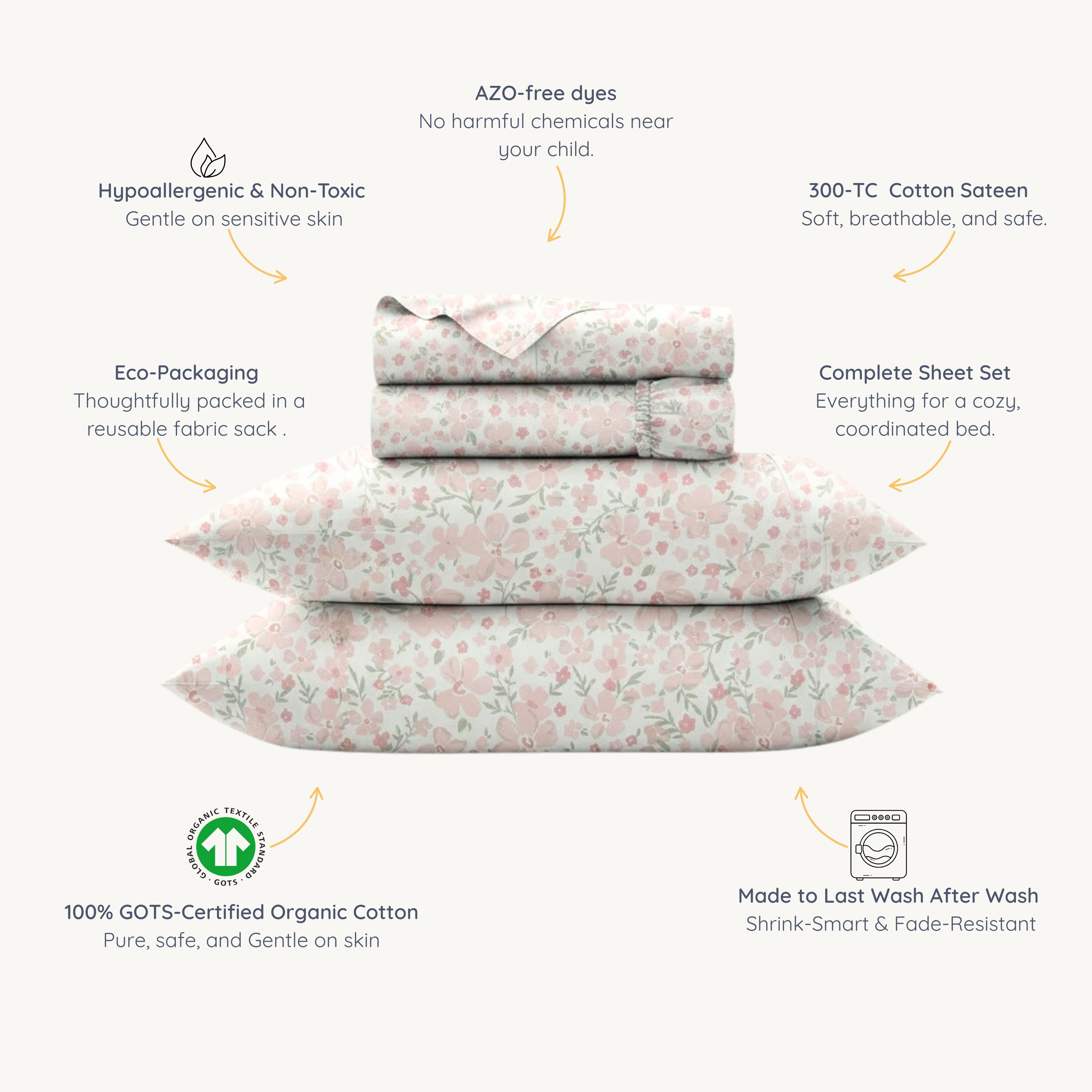Organic Cotton Sheet Set - Blossom - Makemake Organics
