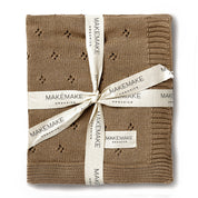 Organic Cotton Pointelle Baby Knit  Blanket - Brown - Makemake Organics