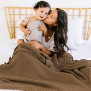 Organic Knit Throw Blanket - Brown - Makemake Organics
