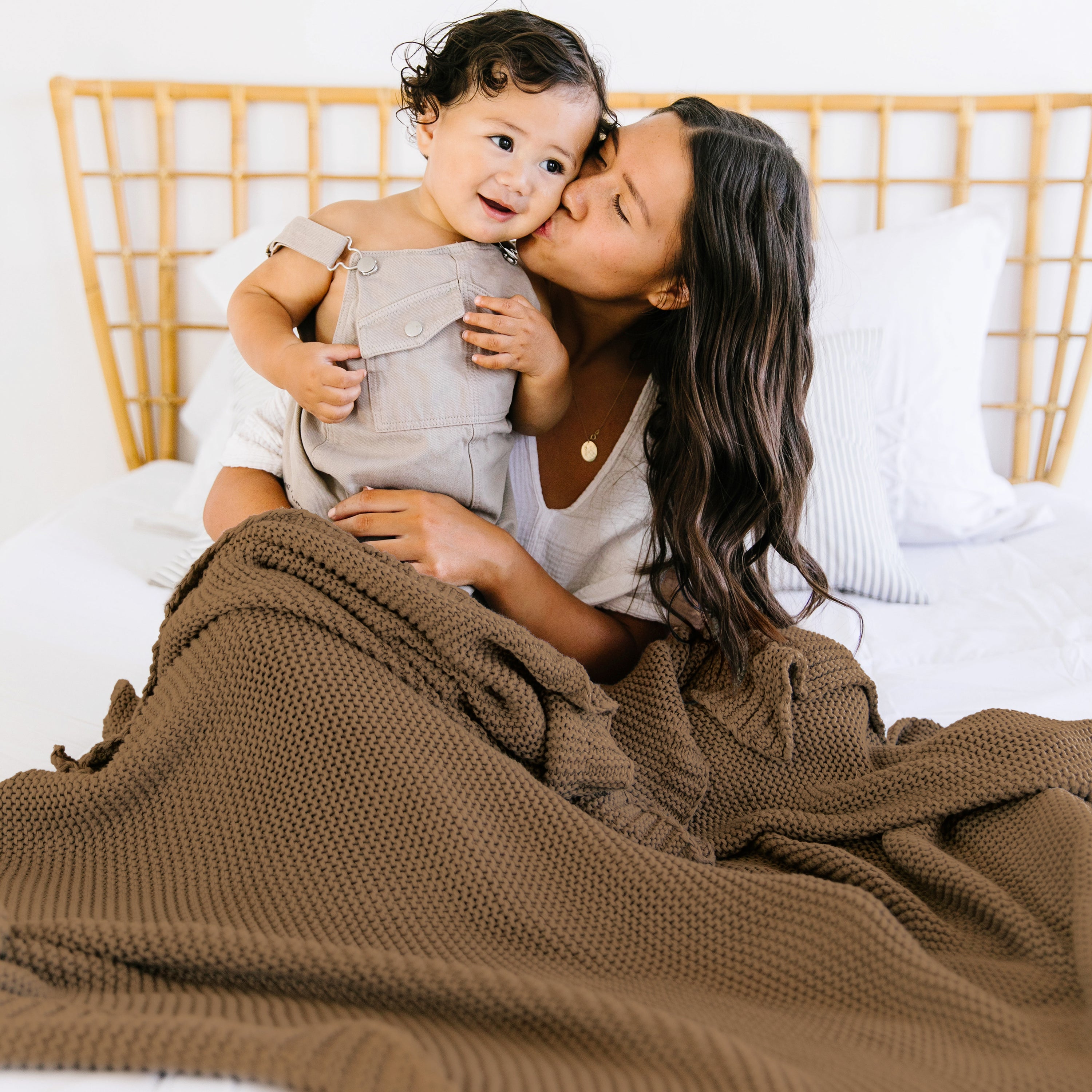 Organic Knit Throw Blanket - Brown - Makemake Organics