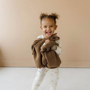 Organic Cotton Scalloped Baby Knit Blanket - Brown - Makemake Organics