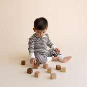 Organic 2-Way Zip Romper - Brown Stripe - Makemake Organics