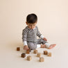 Organic 2-Way Zip Romper - Brown Stripe - Makemake Organics