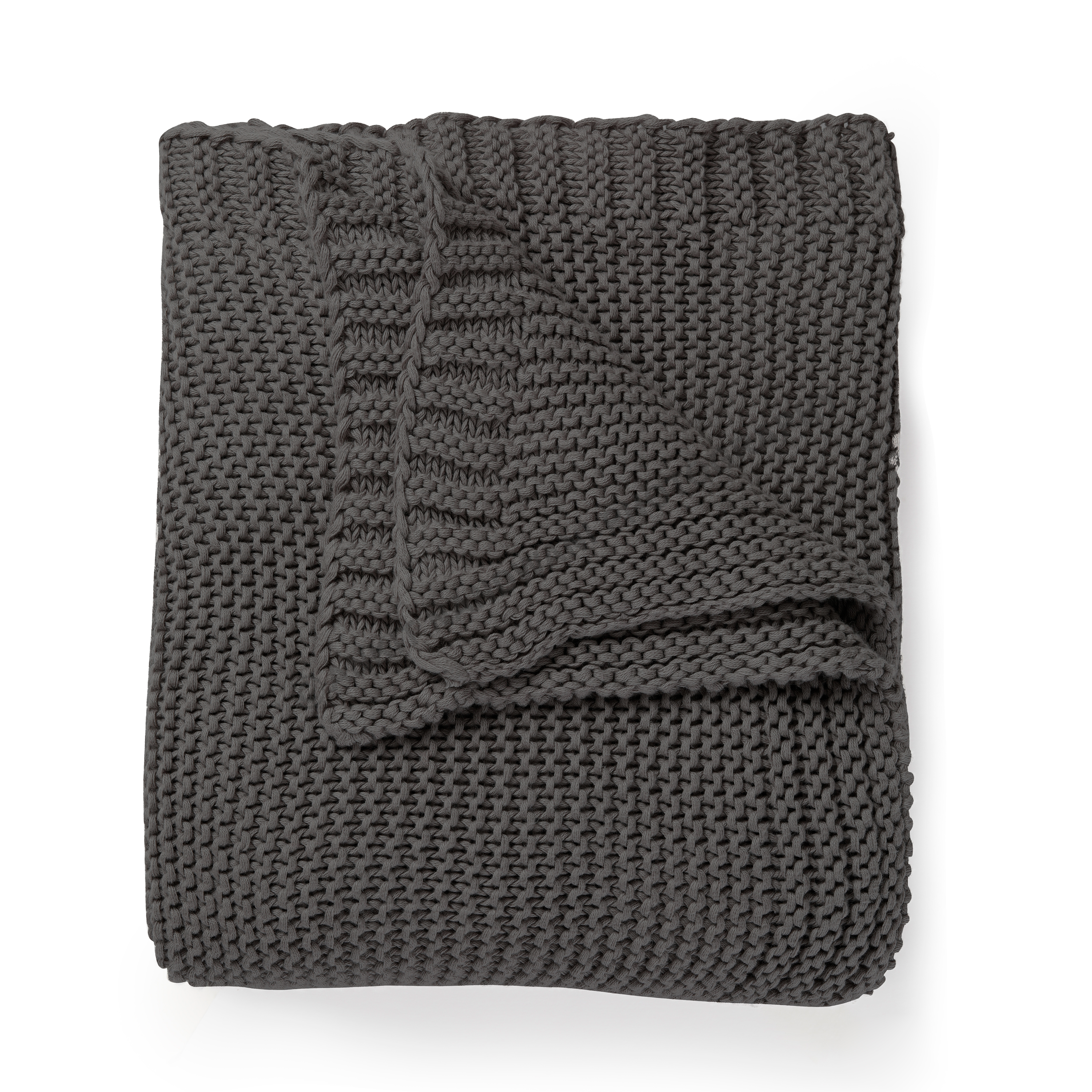 Organic Knit Throw Blanket - Charcoal Gray - Makemake Organics
