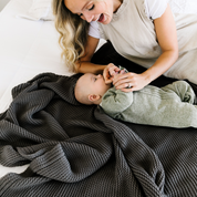 Organic Knit Throw Blanket - Charcoal Gray - Makemake Organics