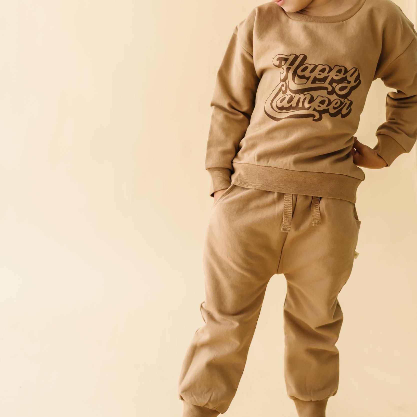 Organic Fleece Jogger Pants - Taupe - Makemake Organics