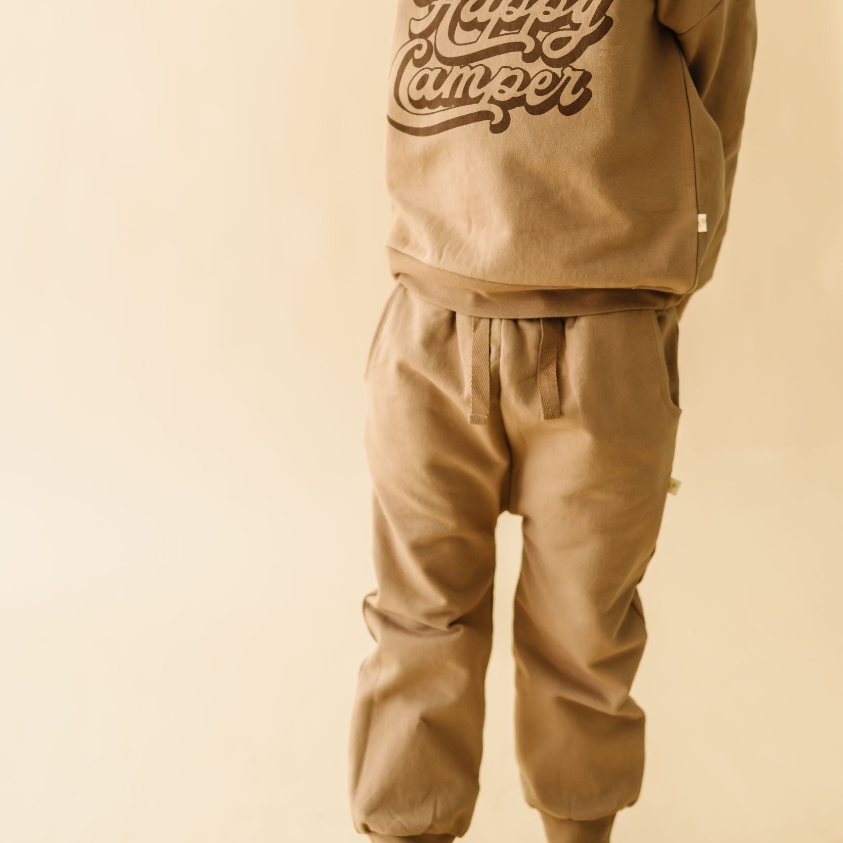 Organic Fleece Jogger Pants - Taupe - Makemake Organics